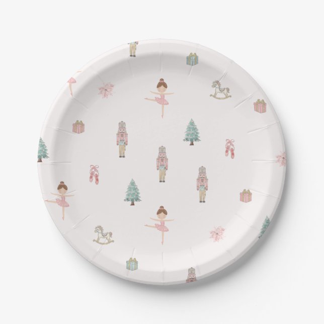 Pink Nutcracker Ballet Baby Shower Paper Plates (Front)