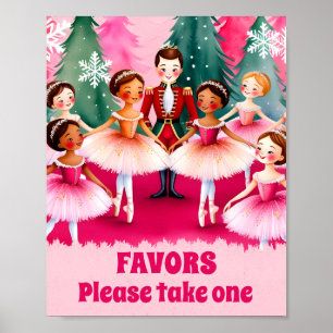 Pink Nutcracker Ballet Birthday favors party sign