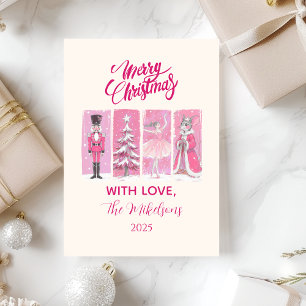 Pink Nutcracker Ballet Christmas Holiday Card