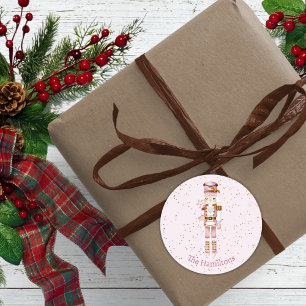 Pink Nutcracker Ballet Christmas Stickers Labels