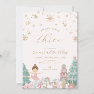 Pink Nutcracker Ballet Third Birthday Invitation