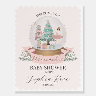 Pink Nutcracker Ballet Winter baby shower welcome Foam Board