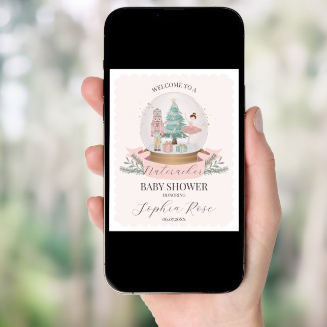 Pink Nutcracker Ballet Winter baby shower welcome Poster (Front Digital)