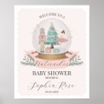 Pink Nutcracker Ballet Winter baby shower welcome Poster<br><div class="desc">Celebrate the arrival of your little sugar plum with this magical Pastel Pink Nutcracker baby shower collection. This delightful printable party decor captures the magic of a Christmas Winter Wonderland theme, perfect for your girl's special day. Instantly downloadable, the designs features a whimsical array of Sugar Plum holiday decorations, infusing...</div>