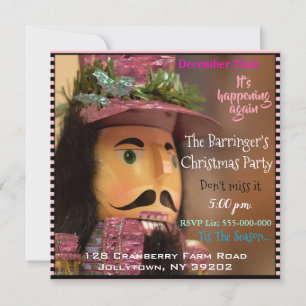 Pink Nutcracker Chic Christmas Party Invitation