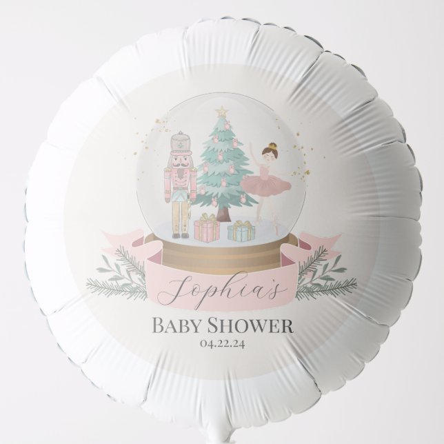 Pink Nutcracker Christmas Baby Shower Decor Balloon (Front)