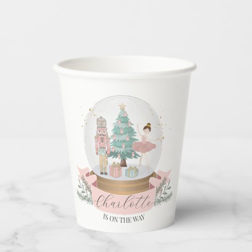 pink nutcracker christmas baby shower tableware paper cups