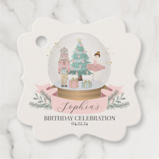 pink nutcracker christmas birthday party favor tag