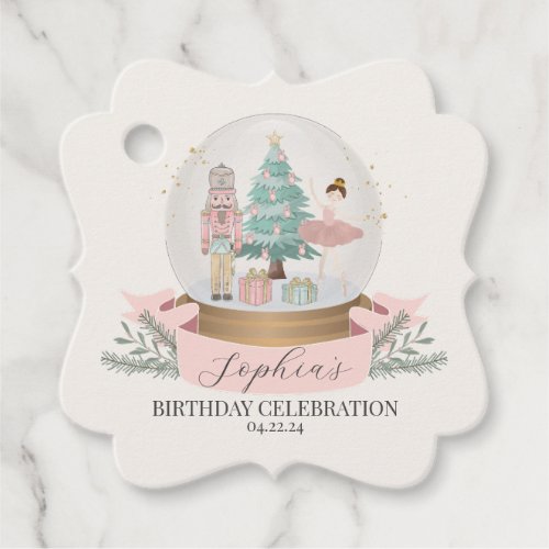 pink nutcracker christmas birthday party favor tag