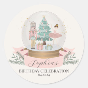 pink nutcracker christmas birthday party favor tag