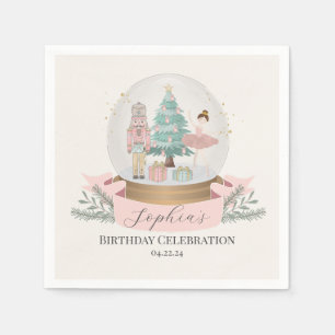 pink nutcracker christmas birthday party tableware napkins