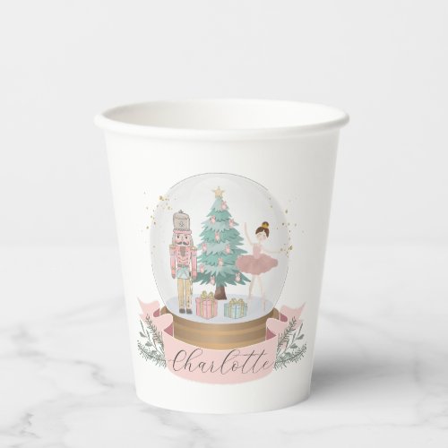 pink nutcracker christmas birthday party tableware paper cups