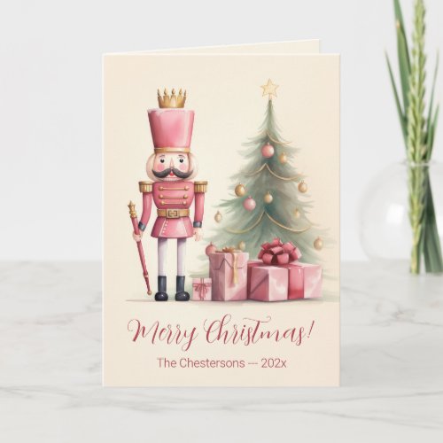 Pink Nutcracker Christmas Card