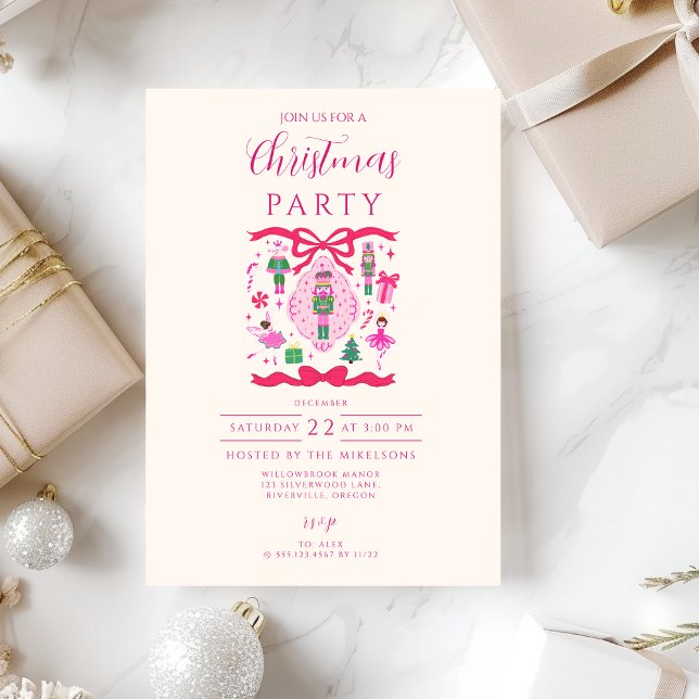 Pink Nutcracker Christmas Invitation (Creator Uploaded)
