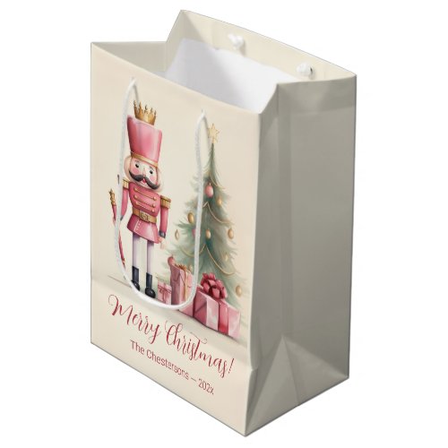 Pink Nutcracker Christmas Medium Gift Bag