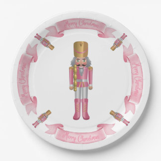 Pink Nutcracker Christmas Paper Plate
