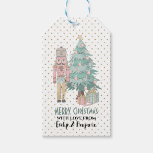 Pink Nutcracker Christmas Personalized Gift Tags