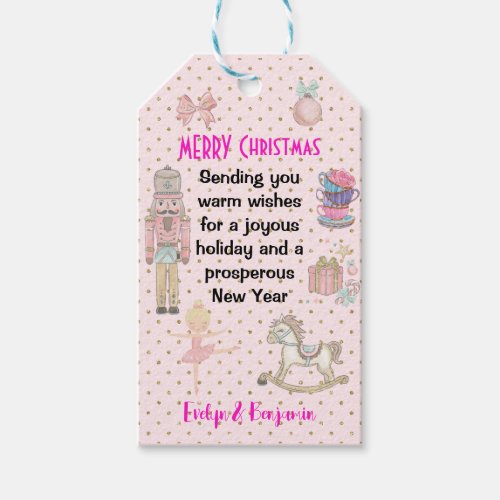 Pink Nutcracker Christmas Personalized Gift Tags