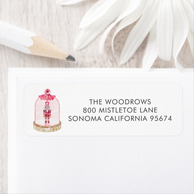 Pink Nutcracker Christmas Return Address Label (Insitu)