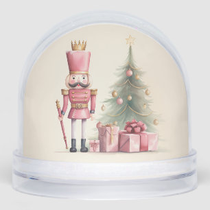 Pink Nutcracker Christmas Snow Globe