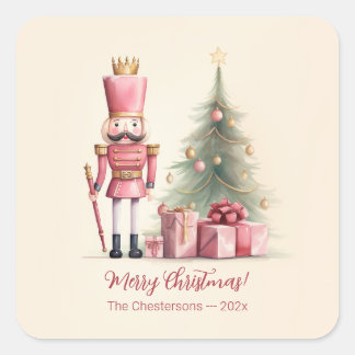 Pink Nutcracker Christmas Square Sticker