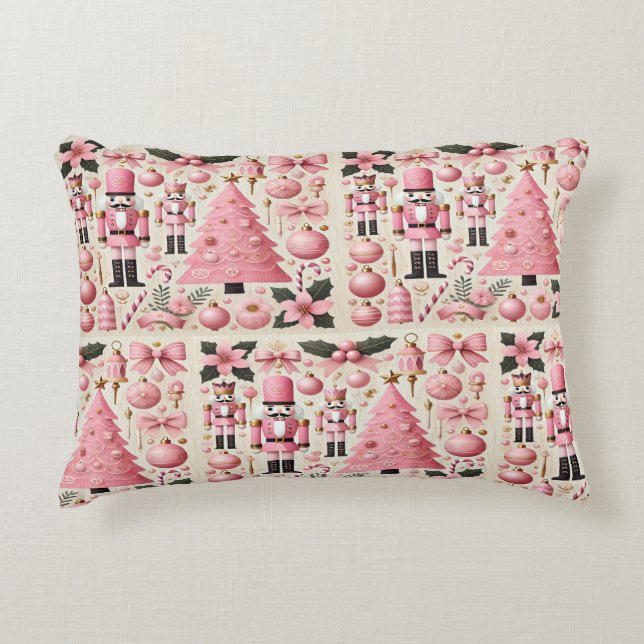 Pink Nutcracker Christmas Tree  Accent Pillow (Front)