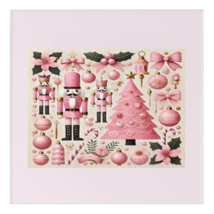 Pink Nutcracker Christmas Tree Acrylic Print