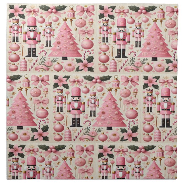 Pink Nutcracker Christmas Tree  Cloth Napkin (Front)