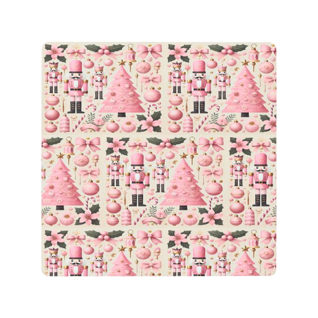 Pink Nutcracker Christmas Tree  Metal Print (Front)