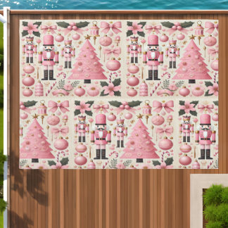 Pink Nutcracker Christmas Tree Outdoor Rug
