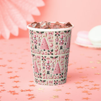 Pink Nutcracker Christmas Tree Paper Cups