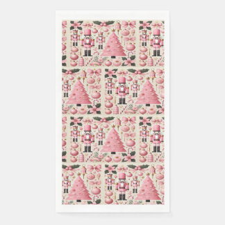 Pink Nutcracker Christmas Tree Paper Guest Towels