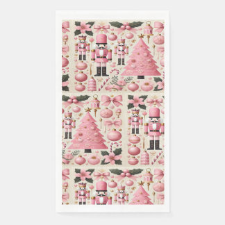 Pink Nutcracker Christmas Tree Paper Guest Towels