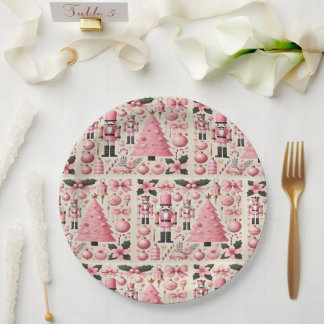 Pink Nutcracker Christmas Tree Paper Plates