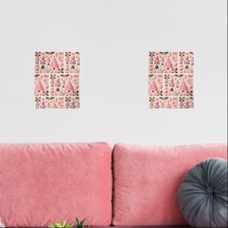 Pink Nutcracker Christmas Tree Wall Art Sets