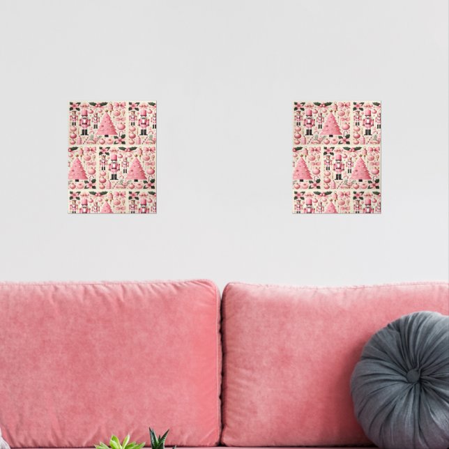 Pink Nutcracker Christmas Tree  Wall Art Sets (Livingroom)