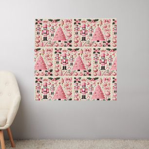 Pink Nutcracker Christmas Tree Wall Decal