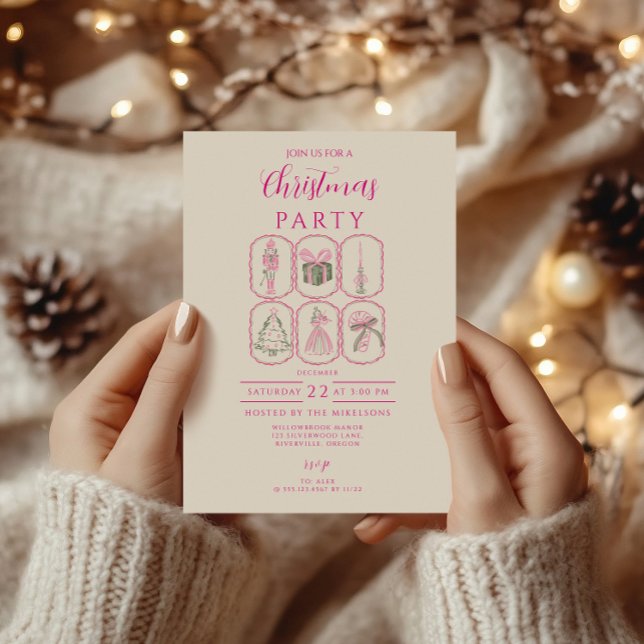 Pink Nutcracker Coquette Christmas Invitation (Creator Uploaded)