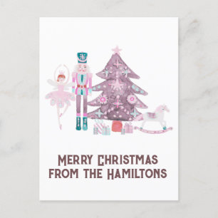 Pink Nutcracker Custom Christmas Postcard