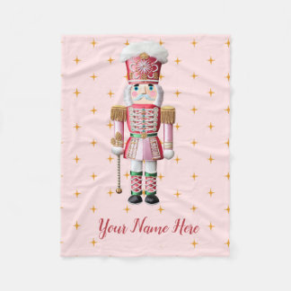 Pink Nutcracker Custom Name Christmas Granddaughte Fleece Blanket