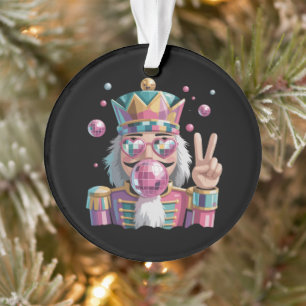 Pink Nutcracker Disco Ball Sunglasses Peace Sign Ornament