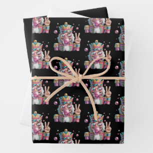 Pink Nutcracker Disco Ball Sunglasses Peace Sign Wrapping Paper Sheets