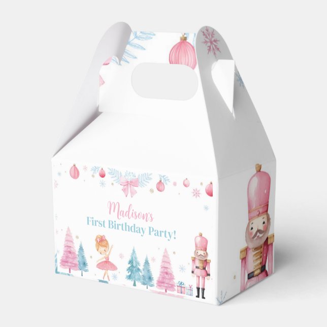 Pink Nutcracker Fairy Birthday Party Favor Box (Front Side)