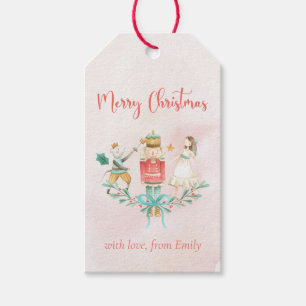 Pink Nutcracker Girl Gift Holly Christmas Holiday  Tags