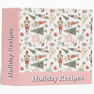 Pink Nutcracker Holiday Recipes 3 Ring Binder