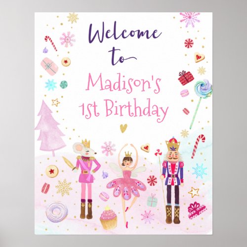 Pink Nutcracker Land of Sweets Birthday Welcome Poster