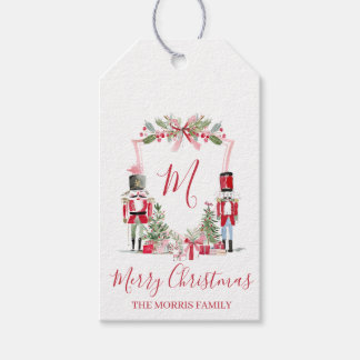 Pink Nutcracker Monogram Crest Gift Tag
