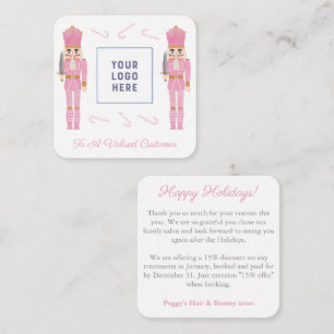 Pink Nutcracker Small Business Logo Christmas Note Card
