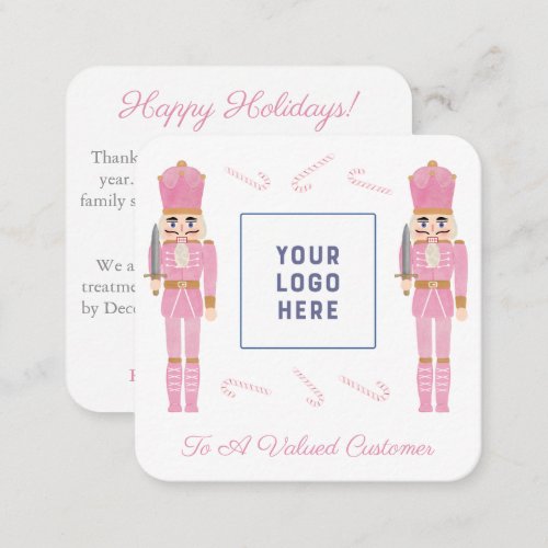 Pink Nutcracker Small Business Logo Christmas Note Card