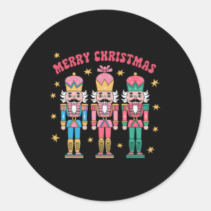 Pink Nutcracker Squad Pink Christmas Ballet Xmas W Classic Round Sticker